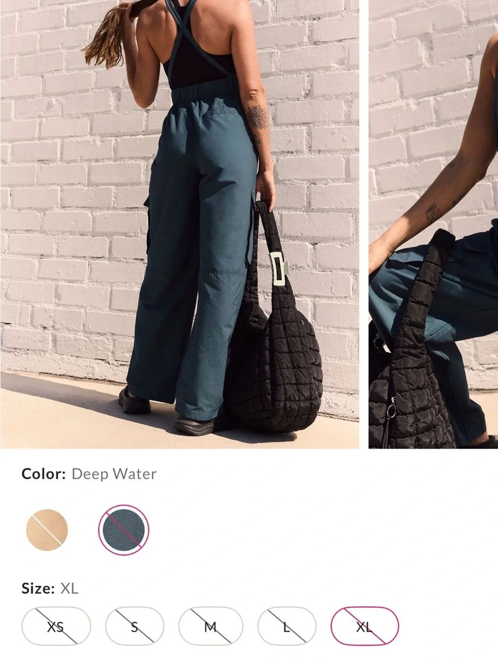 Free People Dark Teal Strappy Utility Jumpsuit